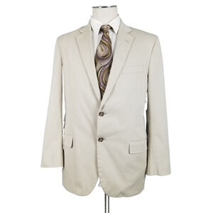 Brooks Brothers Suit Jacket Sport Coat Mens 43R Tan Madison Menteco Italy Modern